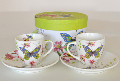 Set aus zwei Espresso-Tassen - Schmetterling