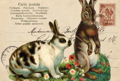 Ostercollage mit Kaninchen