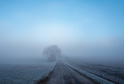 Winterlicher nebliger Morgen