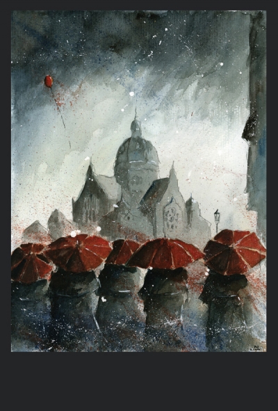 Grzegorz Chudy - Rote Schirme und Synagoge