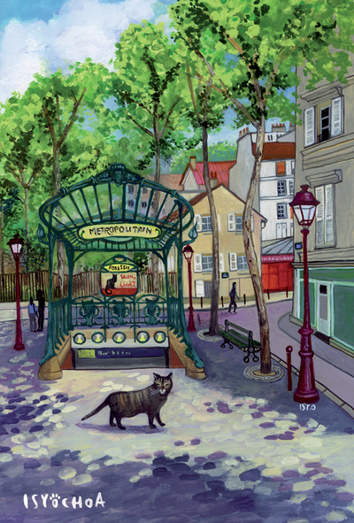 Isy Ochoa - Kätzchen und die Metrostation Abbesses in Paris
