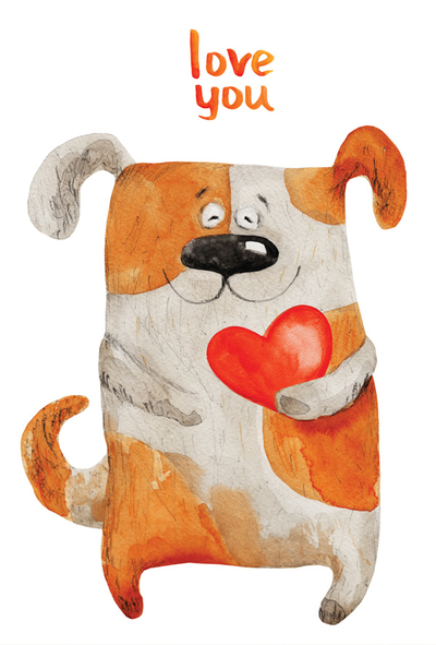 gescheckter Hund mit Herz