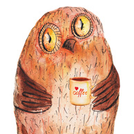 Eule mit Kaffee