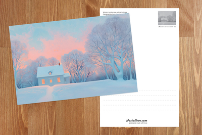 Winterlandschaft mit Häuschen