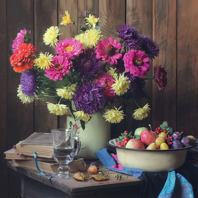 Blumen und Früchte