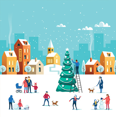 Stadt im Winter