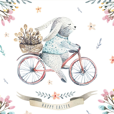 Ostern - ein Hase auf einem Fahrrad