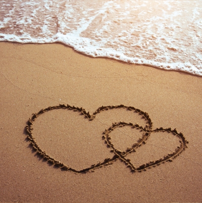 Herzen im Sand