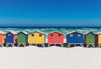Bunte Häuser am Strand