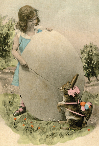 Mädchen mit Ei und Hase