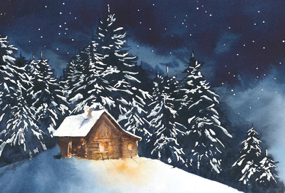Hütte im Winterwald