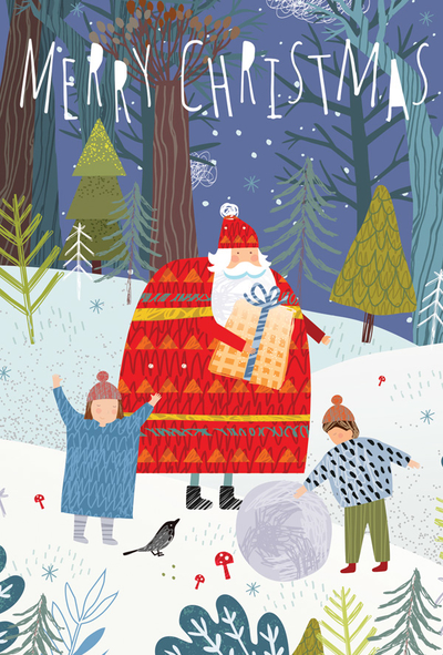 Weihnachtsmann, Kinder und Winter