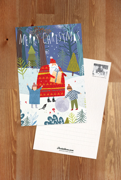 Weihnachtsmann, Kinder und Winter