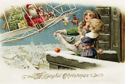 Weihnachtsmann im Flugzeug
