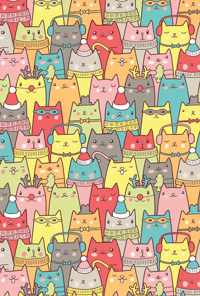 Weihnachten bunte Katzen