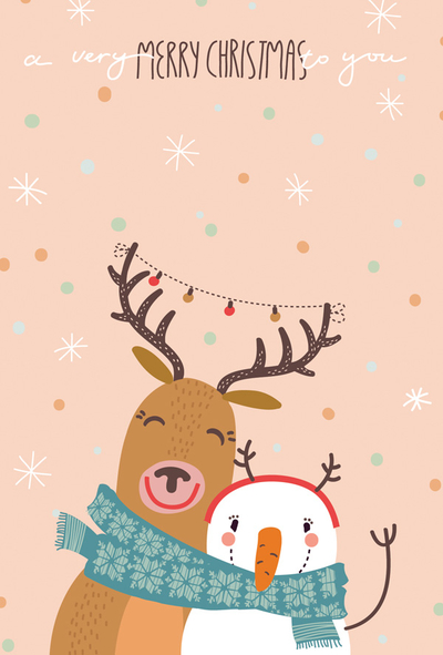 Frohe Weihnachten - Rentier und Schneemann