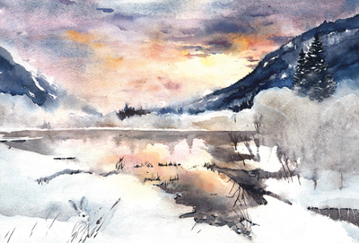 Winterlandschaft mit Hase