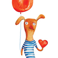 Hund mit Luftballon