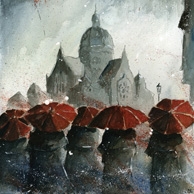 Grzegorz Chudy - Rote Schirme und Synagoge