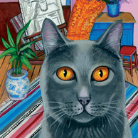 Isy Ochoa - Innenausstattung mit grauer Katze