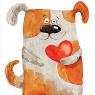 gescheckter Hund mit Herz