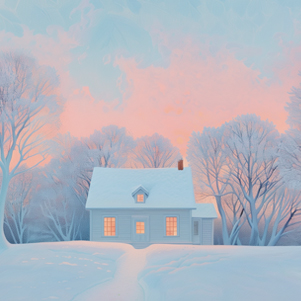Winterlandschaft mit Häuschen