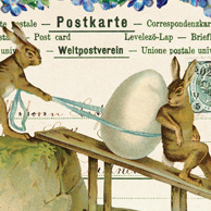 Collage mit Osterhasen mit Ostereiern