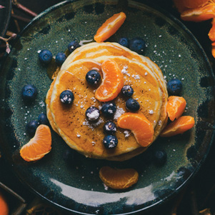 Pfannkuchen und Mandarinen