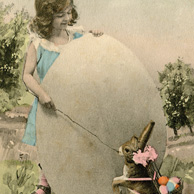 Mädchen mit Ei und Hase