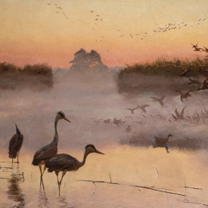 Józef Chełmoński, Morgendämmerung. Das Königreich der Vögel