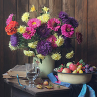 Blumen und Früchte