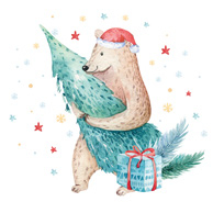Teddybär mit Weihnachtsbaum