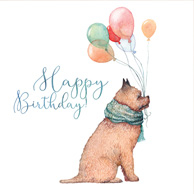 Geburtstagshund mit Luftballons
