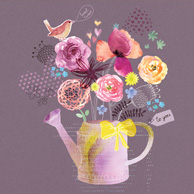 Gießkanne mit Blumen
