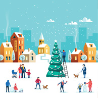 Stadt im Winter