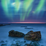 Landschaft mit Polarlicht