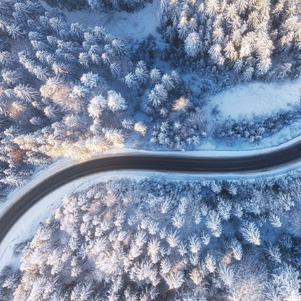 Luftaufnahme der Winterstraße