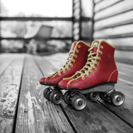 Rote Rollschuhe