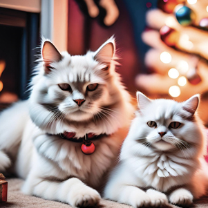 Katzen unter dem Weihnachtsbaum