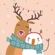 Frohe Weihnachten - Rentier und Schneemann