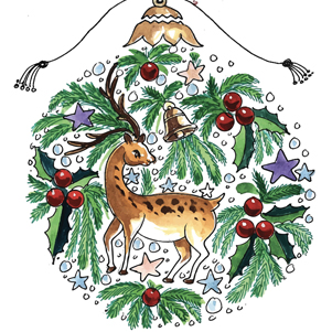 Weihnachtskugel mit Rentier