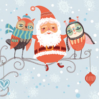 Weihnachtsmann und Eulen