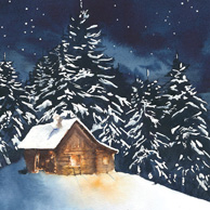 Hütte im Winterwald
