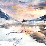 Winterlandschaft mit Hase